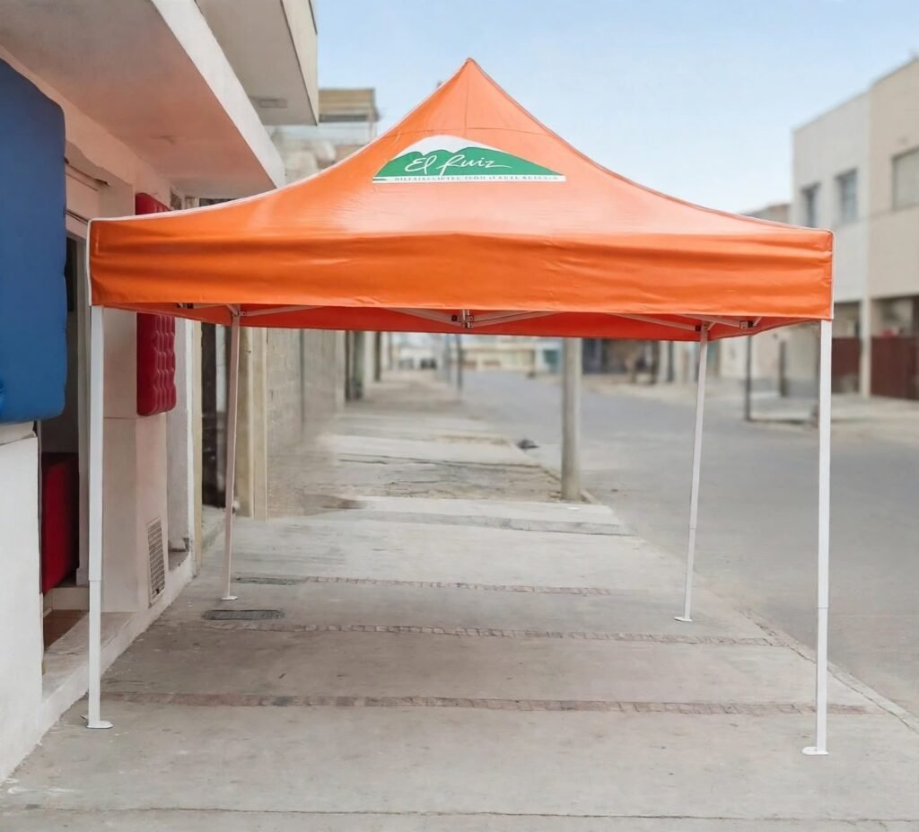 Kiosco publicitario y carpa con impresión de marca en Bogotá - Carpas De Cubrir